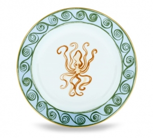 Ginori Il Viaggio Di Nettuno Dessert Plate - Brown + Light Blue - 8.6"